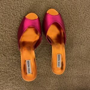 Steve Madden Pink and Orange Open-Toe Mules